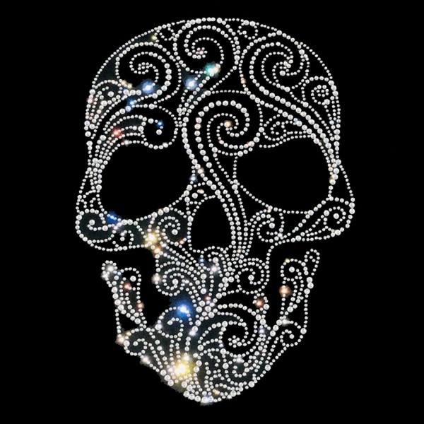 Classy Skull Rhinestone Iron On Heat Transfer Bling Design