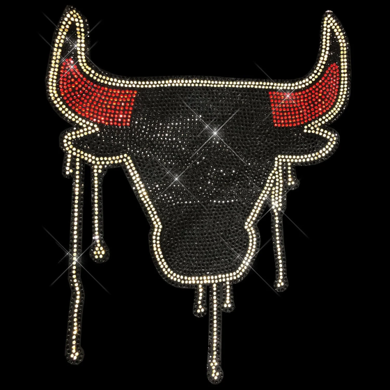 Bull Rhinestone Iron On Heat Transfer Hot Fix Bling Design