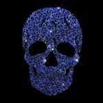 Blue Leopard Skull Rhinestone Iron On Heat Transfer Bling Design