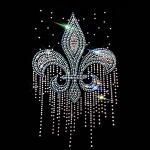 Blue Fleur De Lis Rhinestone Iron On Hot Fix Heat Transfer Bling