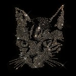 Crystal Cat Rhinestone Iron On Heat Transfer Bling Design