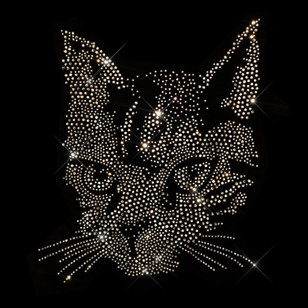 Crystal Cat Rhinestone Iron On Heat Transfer Bling Design