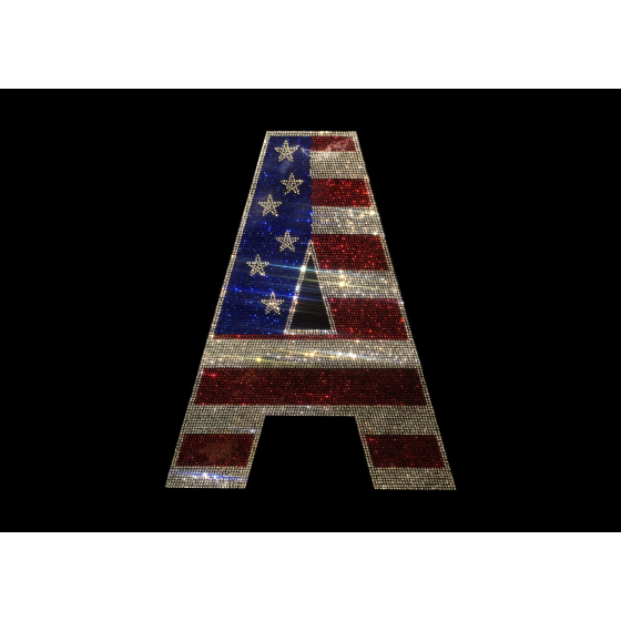 American Flag Rhinestone Iron On Heat Transfer Bling Design