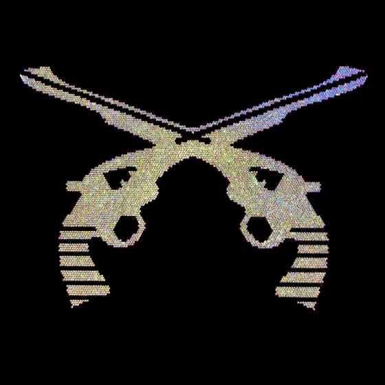 AB Crystal Crossed Guns Rhinestone Iron On Heat Transfer Bling Design