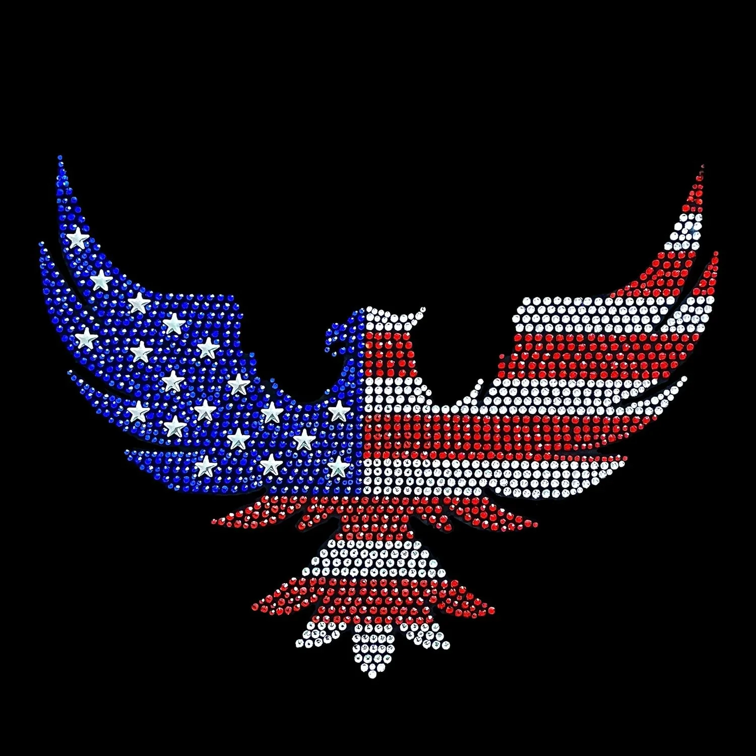American Eagle Iron On Rhinestone Transfer Bling Applique Patch Design