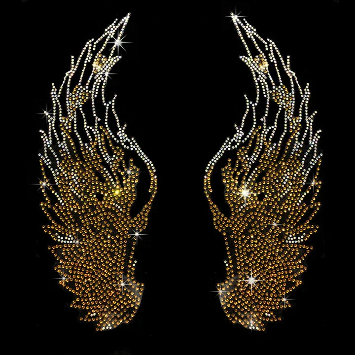 Blonde Angel Wings Iron On Heat Transfer Bling Applique Patch